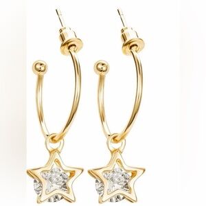 #94 Gold plated Star charm Hoop Earrings